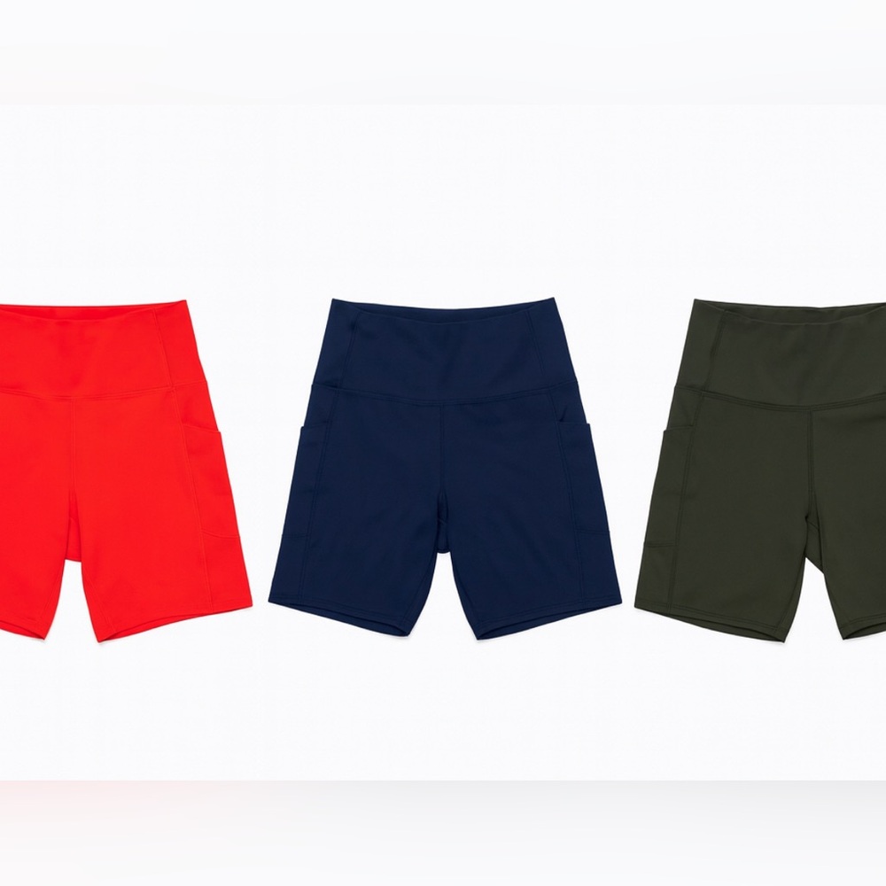 Three Women's Shorts - Red, Navy, and Olive